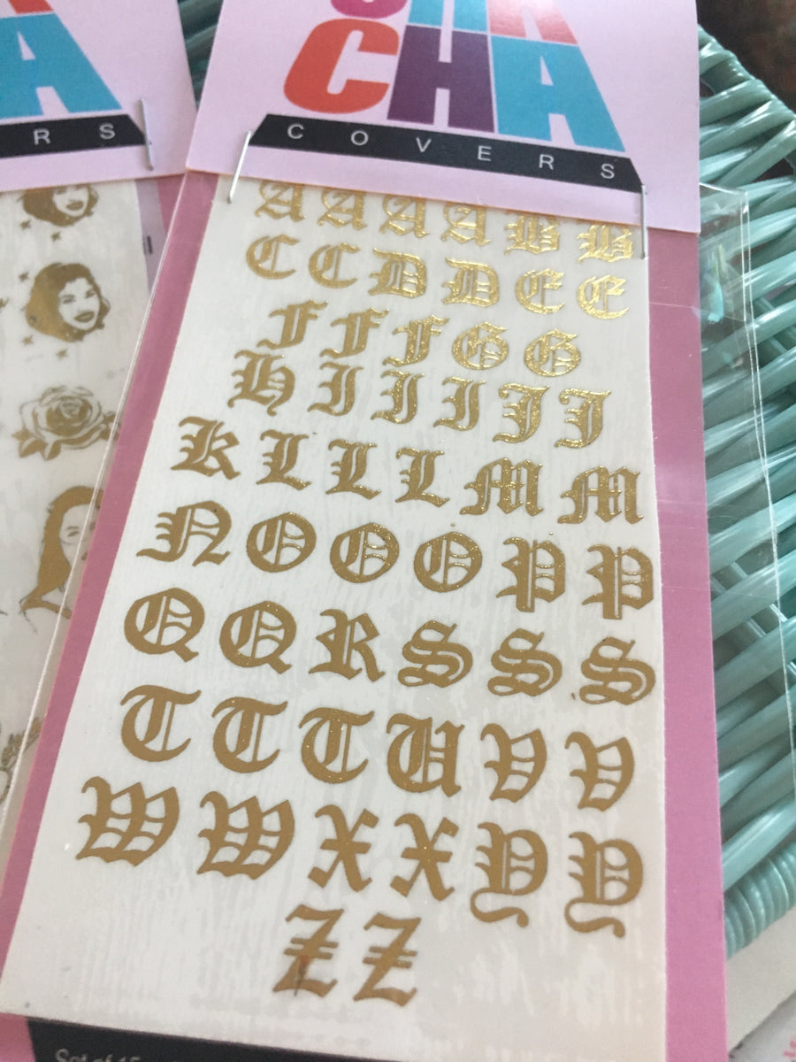 Gold AB Old English Letters Sticker – Veronique's Shop