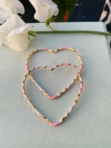 Tricolor Heart Hoops Gold Plated Earrings