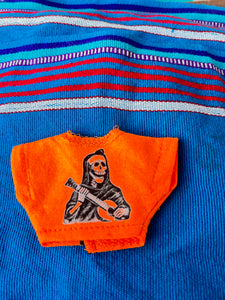 Posada day of the dead musician bright orange Labubu tshirt