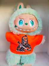 Load image into Gallery viewer, Posada day of the dead musician bright orange Labubu tshirt