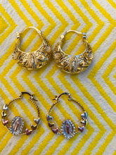Load image into Gallery viewer, Guadalupe Hearts Hoops Gold Plated Earrings