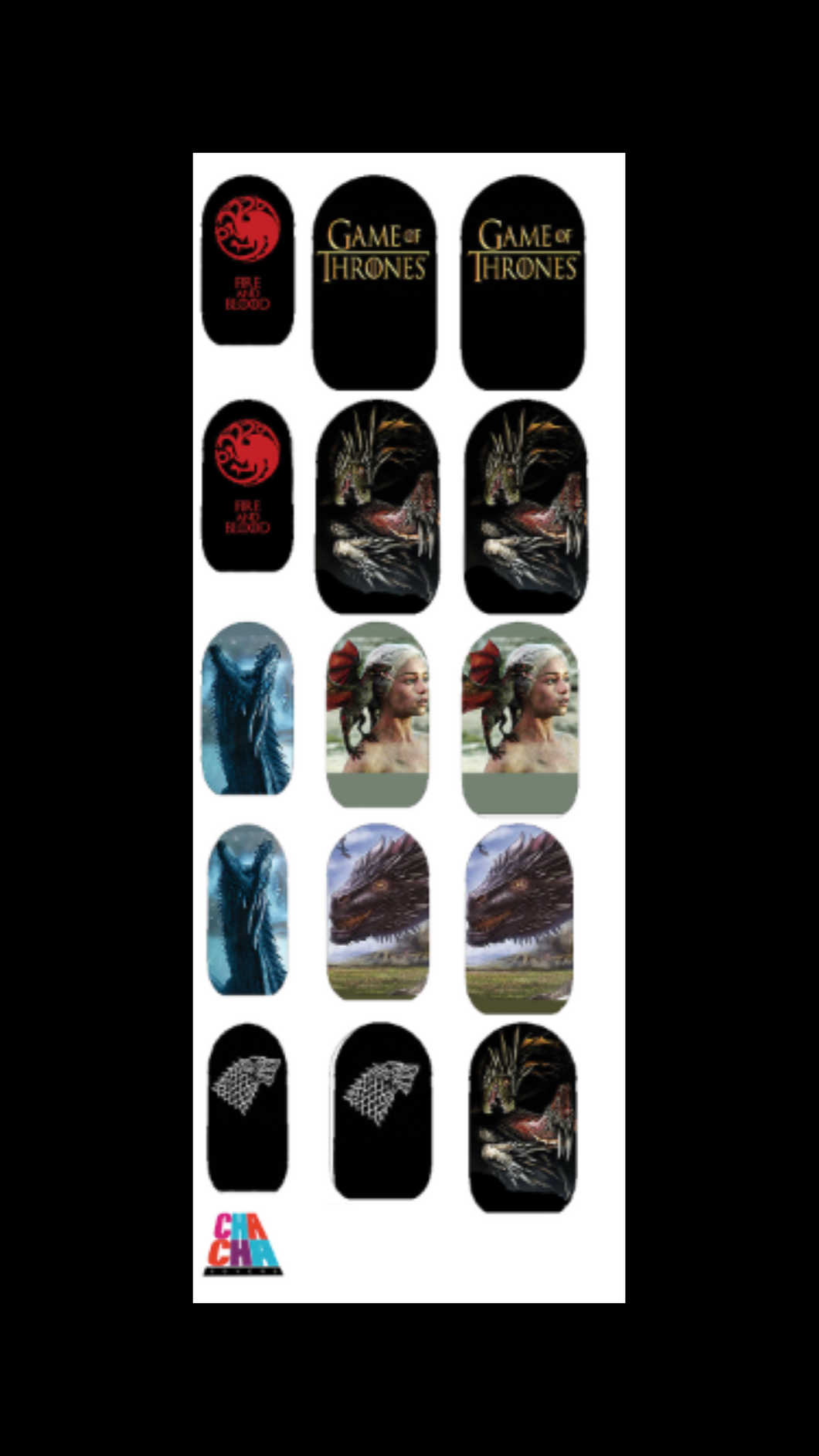 Game of Thrones Dragons Nail Decals