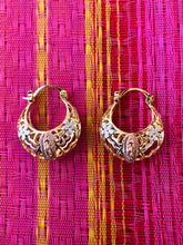 Load image into Gallery viewer, Virgencita Filigree Fat Hoops Gold Plated Earrings