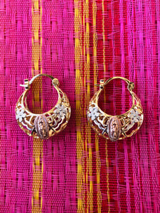 Virgencita Filigree Fat Hoops Gold Plated Earrings