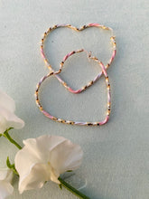 Load image into Gallery viewer, Tricolor Heart Hoops Gold Plated Earrings