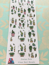 Load image into Gallery viewer, Cactus Summer pots clear nail decals