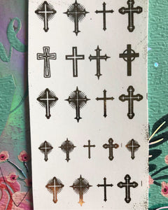 Crosses gold decal sheet