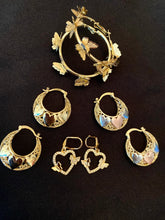 Load image into Gallery viewer, Hearts and butterfly s Gold Plated Earrings