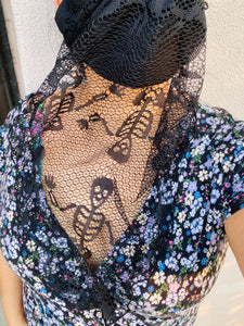 Spooky Scary Skeletons Lace Mask Veil