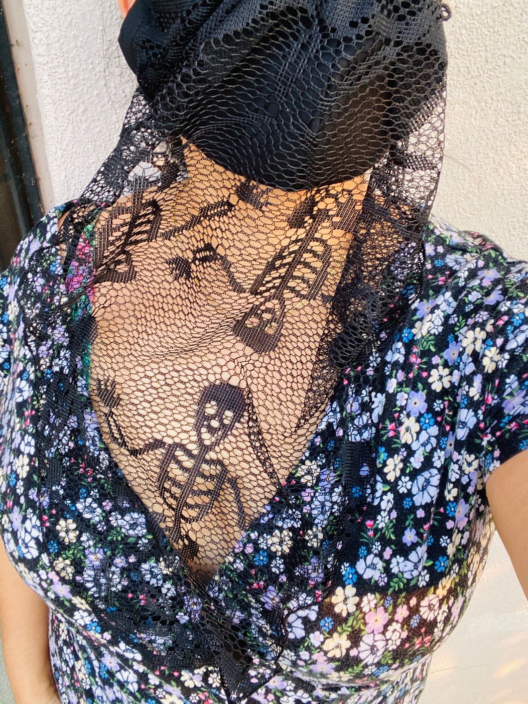 Spooky Scary Skeletons Lace Mask Veil