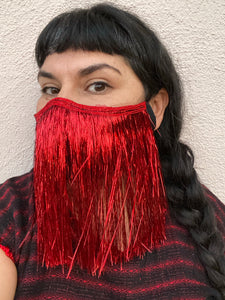 SALE! Red tinsel festive Face Mask Veil