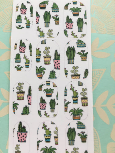 Cactus Summer pots clear nail decals