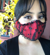Load image into Gallery viewer, Sexy Valentine Hearts Lacy face mask