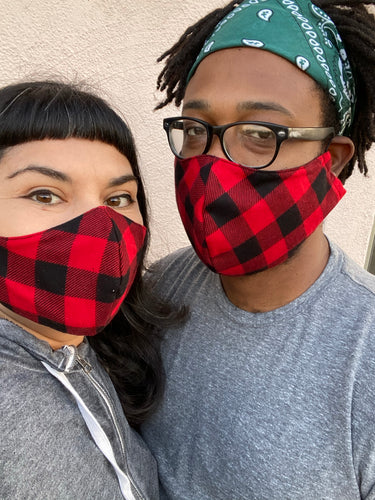 Red Cozy Light brushed flannel Face Mask