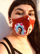 Load image into Gallery viewer, SALE! Red  Frida Floral Frame Face Mask