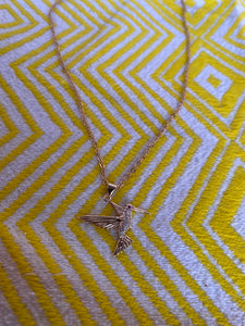 Hummingbird colibrí gold plated necklace