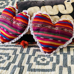 SALE! Guatemalan textile Heart Pillow