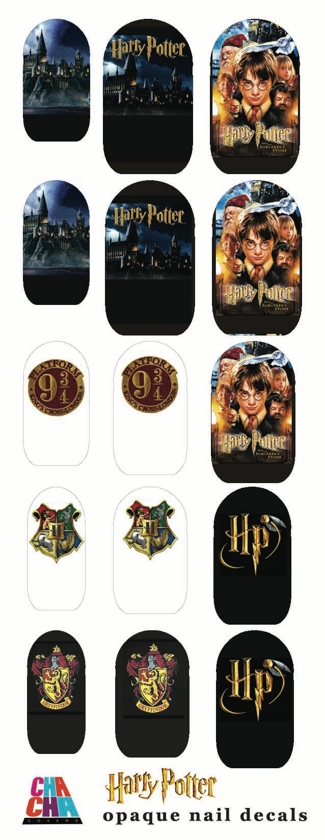 Waterslide Nail Decals Set of 20 - Harry Potter Hogwarts House Crests  Assorted
