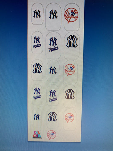 Yankees clear nail decals