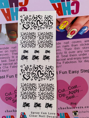Heart Spray Can Art Clear Nail Decals