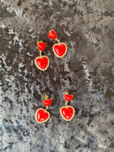 Load image into Gallery viewer, Red Hot Hearts Gold Plated Earrings