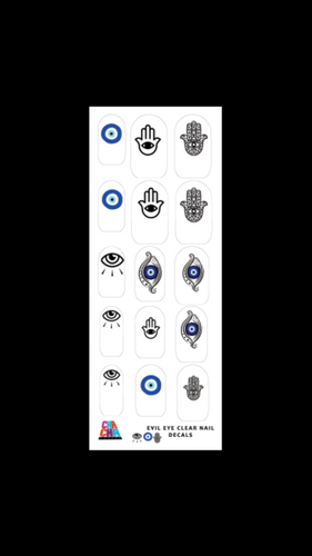 Evil eye clear nail decals