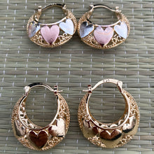 Load image into Gallery viewer, Corazon Heart Fat Hoops Gold Plated Earrings