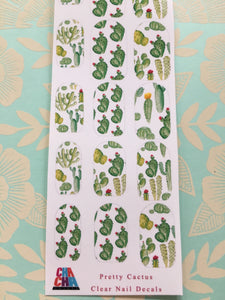 Cactus Lover clear nail decals