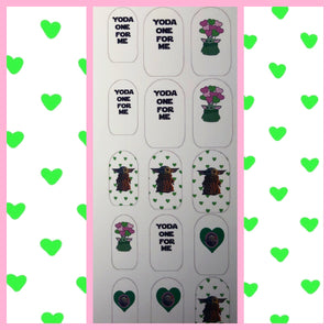 Baby Yoda Valentine Nail Decals