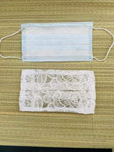 Load image into Gallery viewer, White Floral Lace Face mask cover for surgical square mask