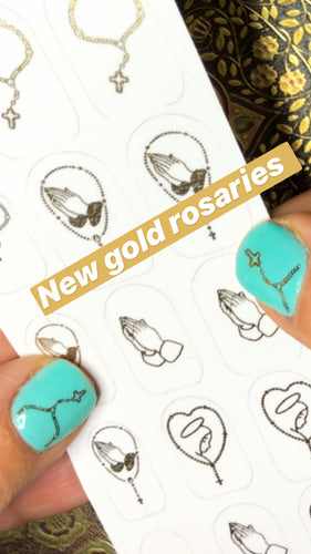 Gold Rosary Nail Decals