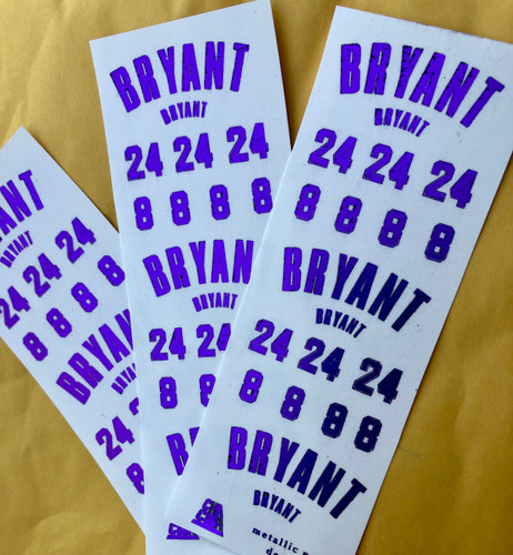 Kobe Bryant Purple Jersey letters nail decals