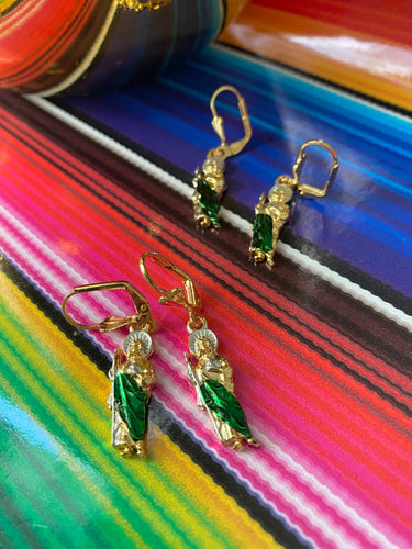 San Judas gold plated earrings
