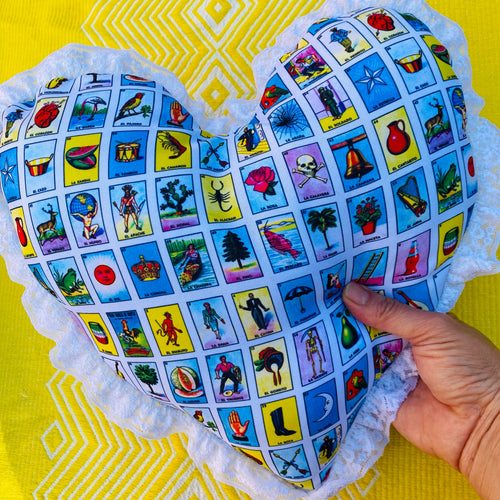 SALE! Lotería Heart Pillow