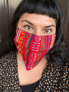 Mexican Textile Bandanita Antigua Red Bandana Mask