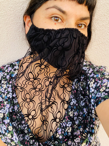 SALE! Velvet Black Widow Lace Mask Veil