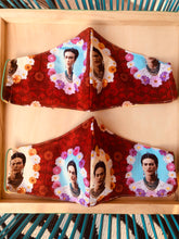 Load image into Gallery viewer, SALE! Red  Frida Floral Frame Face Mask