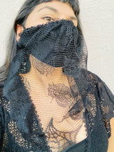 Load image into Gallery viewer, Skulls and Spider Lace Mask Veil