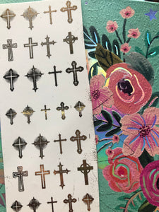 Crosses gold decal sheet