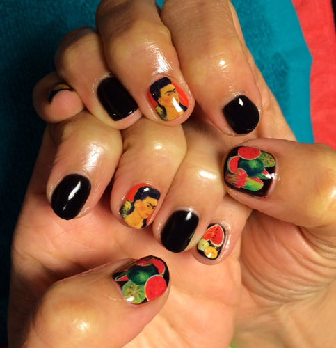 Frida Kahlo with Watermelon Still Life Nail Decals
